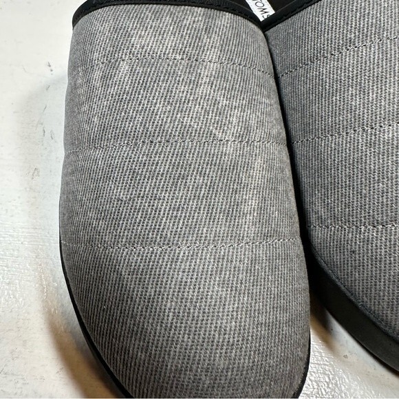 Toms Slippers Mens 7 Harbor Black Distressed Twill Slip On Mules Hard Sole - Picture 8 of 13